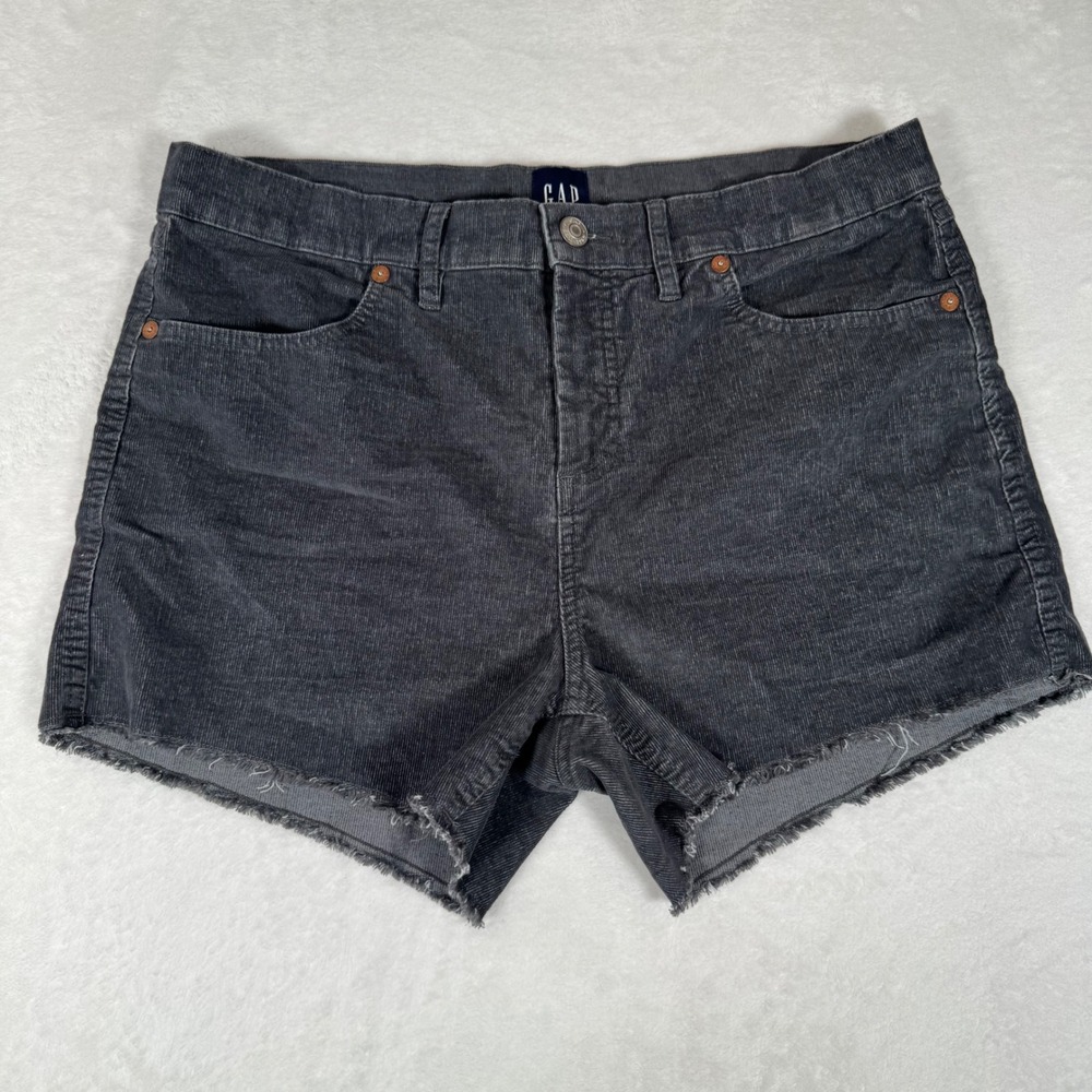 GAP Corduroy Shorts Women Size 10 Gray Raw Hem Cutoff Casual QLS0910S F22 Boho - Picture 2 of 9